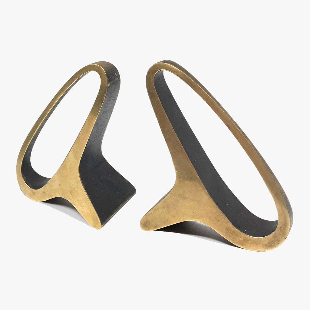 Patinated brass bookends