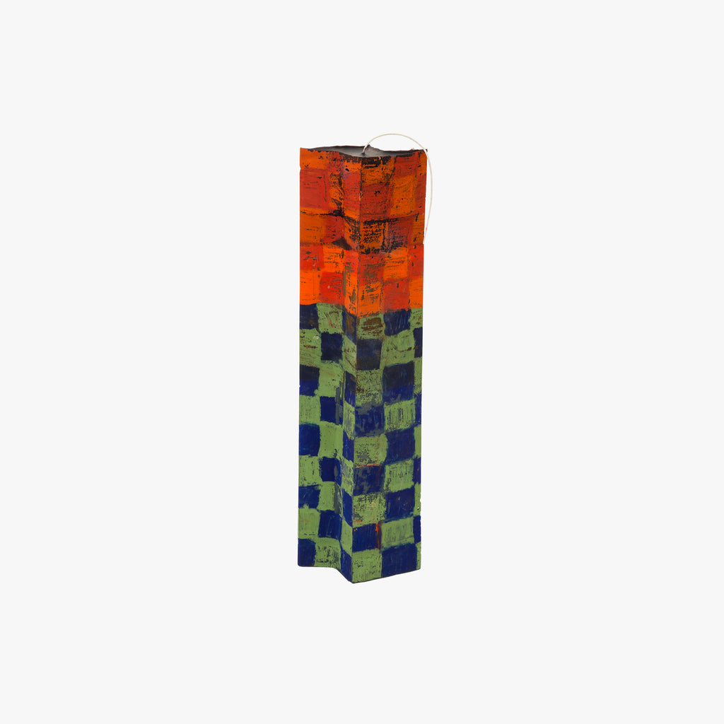 Butterfly Tower in bright red, brick red, navy and green