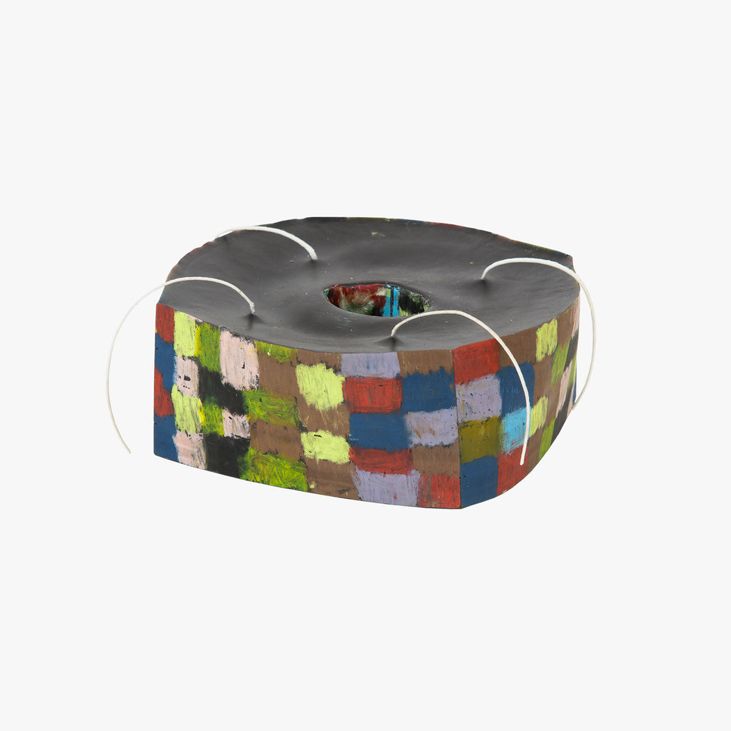 Circle Void in neon green, yellow, navy, brick red, baby blue, lilac, pink and black